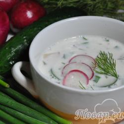 Холодный овощной суп на кефире