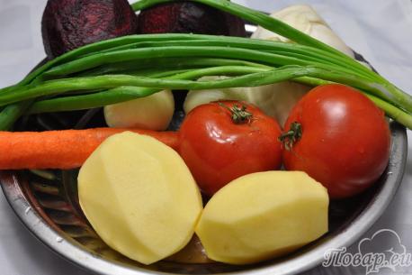 Борщ вегетарианский в мультиварке: продукты