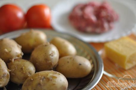 ингредиенты для приготовления фаршированного картофеля с мясом
