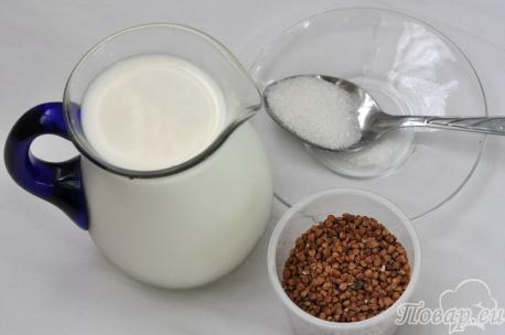 Гречневая молочная каша в мультиварке: продукты