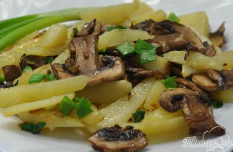 Жареная картошка с шампиньонами: готовое блюдо