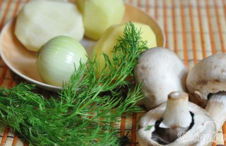 Картофельная лепёшка с грибами: продукты