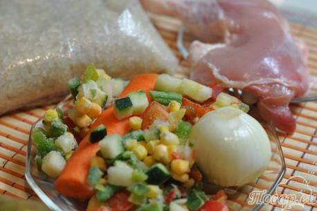 Курица с рисом и овощами в мультиварке: продукты