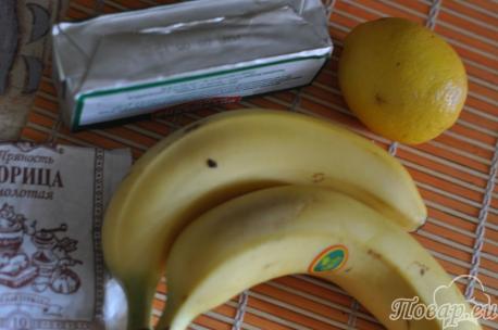 продукты для приготовления бананового десерта в духовке