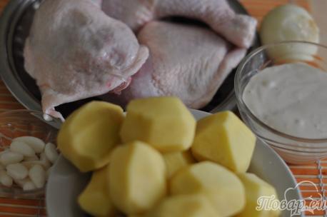 продукты для приготовления картошки с курицей в духовке