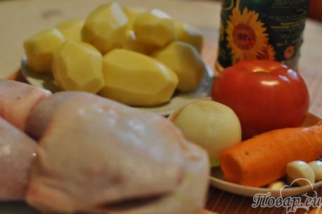 продукты для приготовления курицы с овощами в рукаве