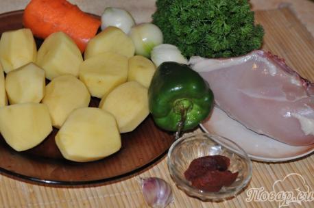 Рецепт тушёной картошки с курицей