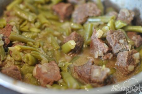 Рецепт зелёного лобио: мясо с фасолью