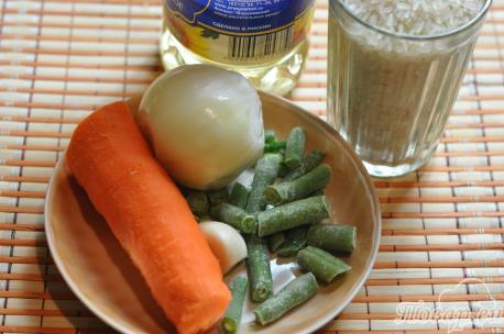 Рисовый гарнир с овощами: продукты