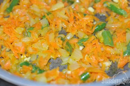 Рисовый гарнир с овощами: овощи