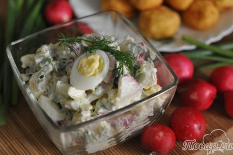 Салат из редиса с картофелем