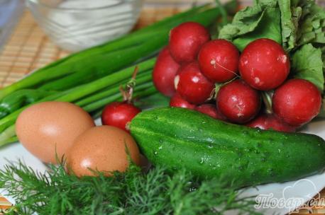 Салат из редиса с яйцом: ингредиенты