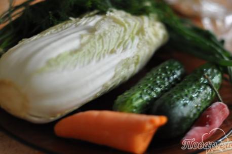 продукты для салата овощного с капустой