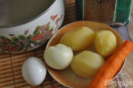 Суп с гречкой и картофельными клёцками: продукты