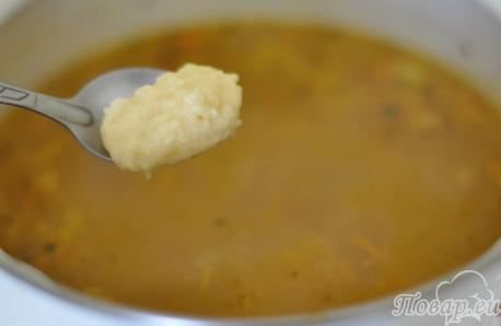 Суп с гречкой и картофельными клёцками: клёцки