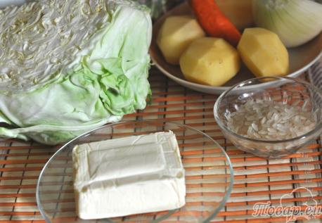 Суп с плавленым сырком и овощами: продукты