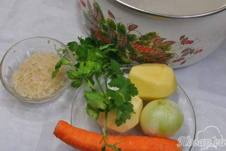 Суп рисовый на курином бульоне: продукты