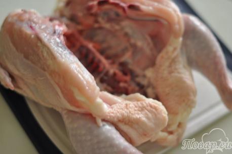 Цыплёнок табака на сковороде: подготовка курицы