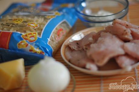 ингредиенты для приготовления запеканки из макарон с курицей